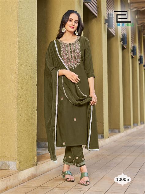 Blue Hills Jannat Thread Work Kurti Bottom With Dupatta Collection