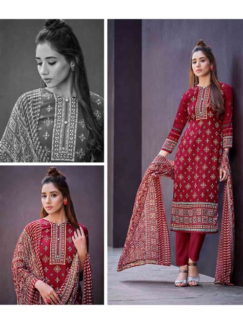 Unstitched Crepe Women Yellow Suits Material with Chiffon Dupatta ...