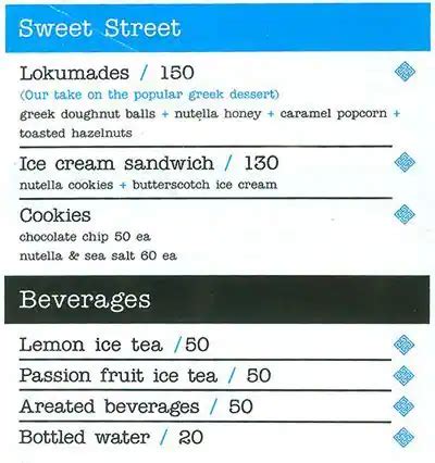 Menu at Greko, Mumbai