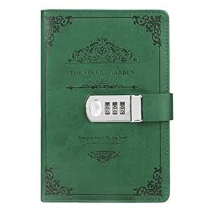 IBLUELOVER Lock Diary PU Leather Password Lock Notebook with Pen Holder ...