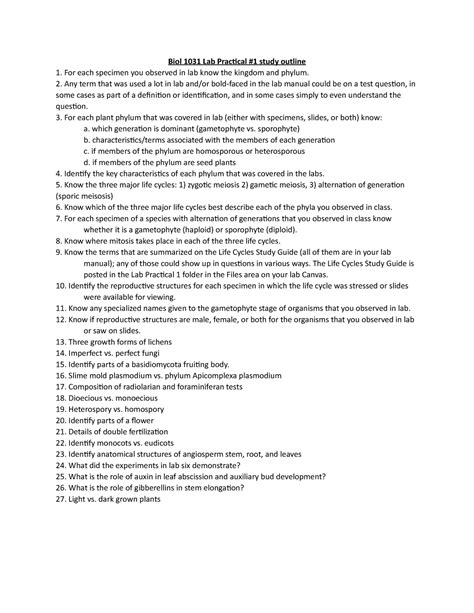 Biol 1031 Lab Practical #1 study guide - Biol 1031 Lab Practical #1 ...