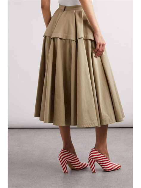 BOTTEGA VENETA Layered pleated cotton-poplin midi skirt | NET-A-PORTER