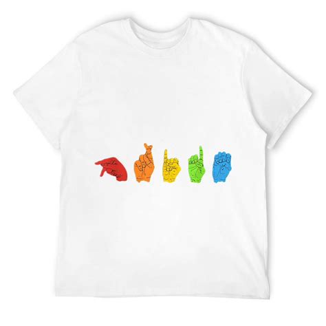 Sign Language LGBT-Q Pride Gay Rainbow Deaf ASL Mute Ally T-Shirt ...
