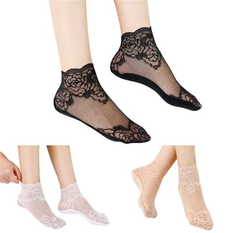 Buy Girls Fabnext-Transparent Lace Fishnet Ankle Socks, Sheer Liner ...