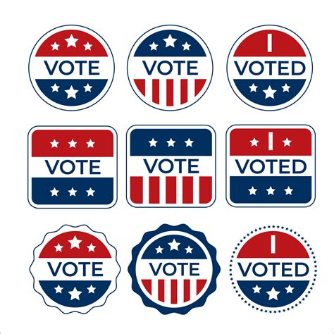 Vote stickers set with American flag. Voter badge. Vote buttons on ...