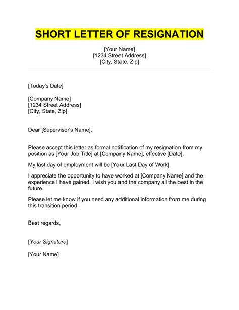 Resignation letter template a formal guide – Artofit