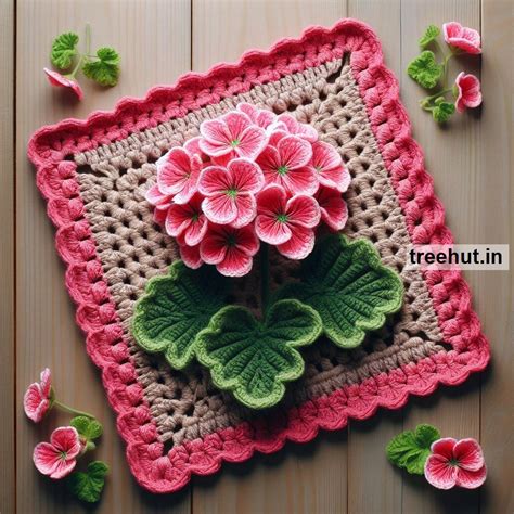 Geranium Crochet Ideas for Appliques, Coasters, Cushions, Aprons
