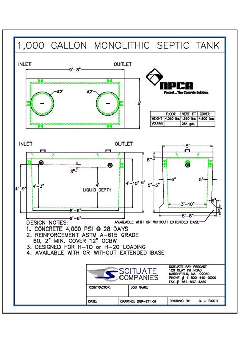 Concrete Septic Tank Dimensions Concrete Septic And Holding Tanks In