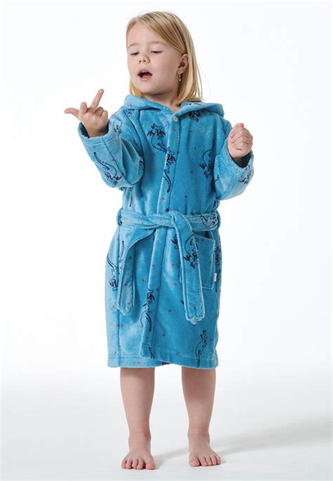Velour dragon print bathrobe aquarium - Girls World | SCHIESSER