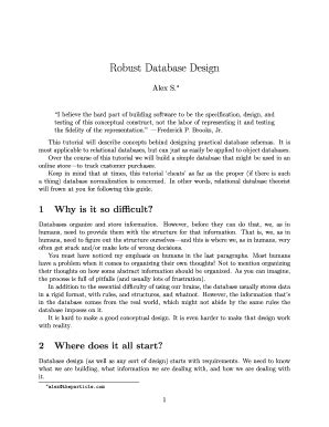 Fillable Online Robust Database Design - theParticle.com Fax Email ...