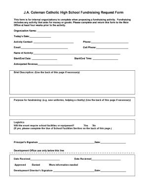 Fillable Online Coleman Catholic High School Fundraising Request Form ...