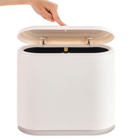 Baosia 12 Liter White Rectangular Plastic Trash Can Wastebasket with ...