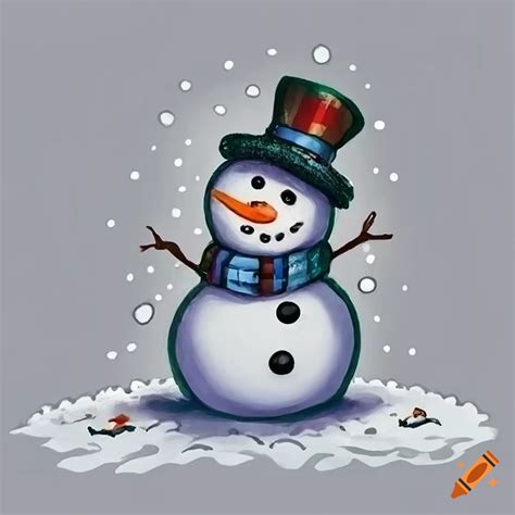 Christmas Snowman Drawing