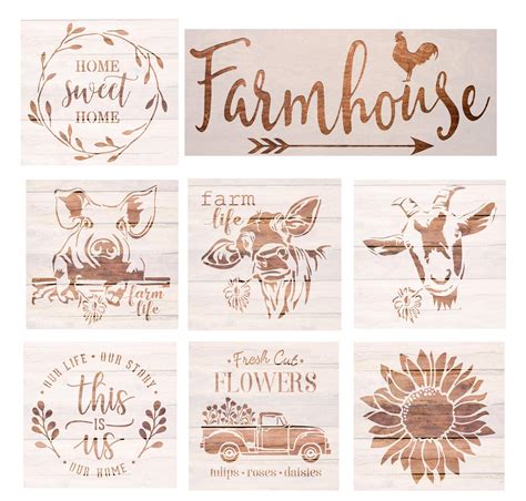 Buy Farmhouse Stencils Farm Theme Reusable Stencils for Painting on ...