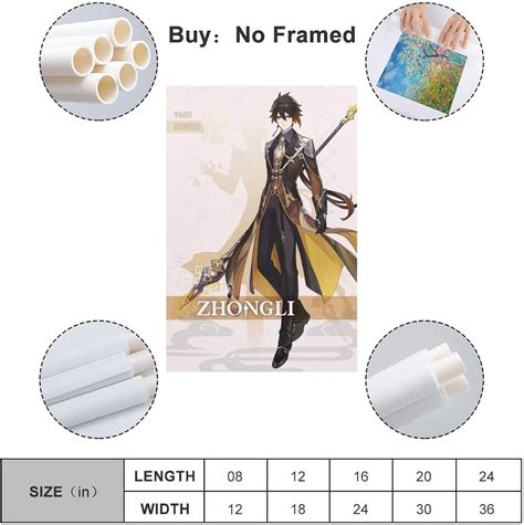 Buy Genshin Impact Poster Zhongli canvas Posters Room Aesthetics Anime ...