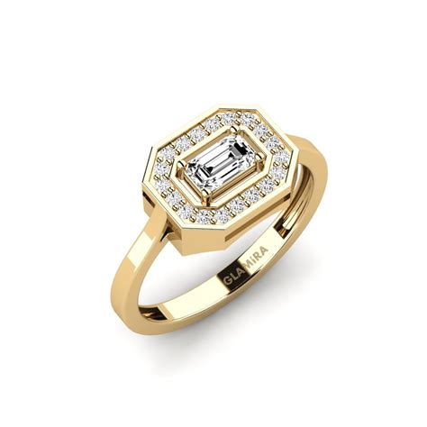 Order Engagement Ring Gian in Emerald Cut cut 0.4 Carat 14k Yellow Gold ...