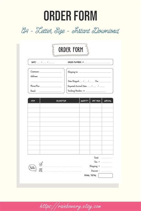 Image result for Sample Order Form