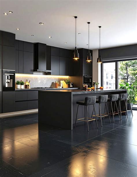 24 Black Floor Kitchen Ideas for Bold, Wipe-clean Style - Too Much Time
