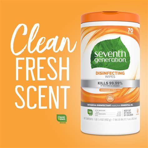 Seventh Generation Disinfecting Wipes Lemongrass and Citrus - 70 Wipes ...