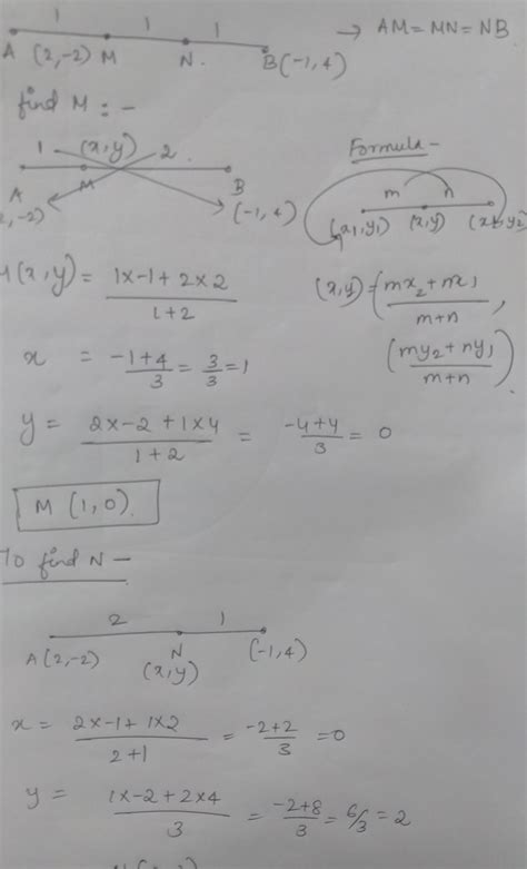 find the position vectors of the point M and n which trisect the line ...
