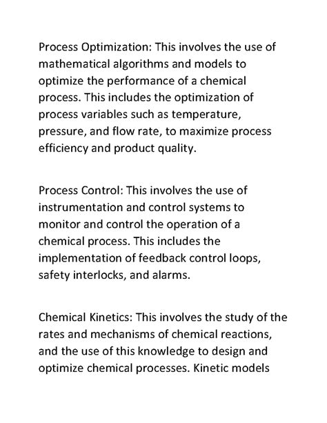 Chemical Engineering Part 5 - Process Optimization: This involves the ...