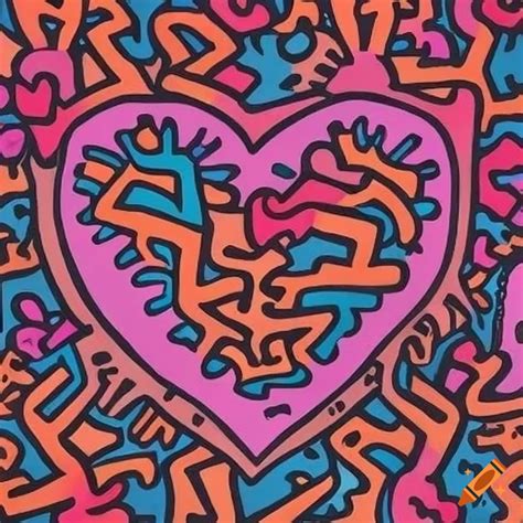 Keith Haring heart pattern artwork on Craiyon
