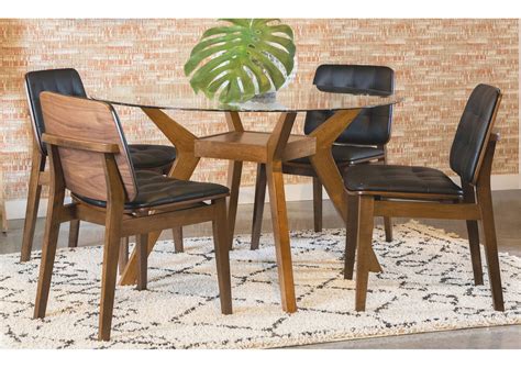 Paxton 5-piece Round Glass Top Dining Table Set Brown