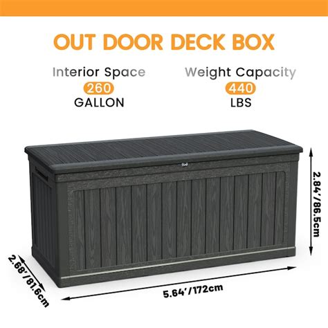 Tatayosi 260 Gallon Metal Outdoor Deck Box Waterproof Black in the Deck ...