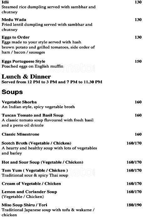 Menu at Aubergine - Parc Estique, Pune, Parc Estique