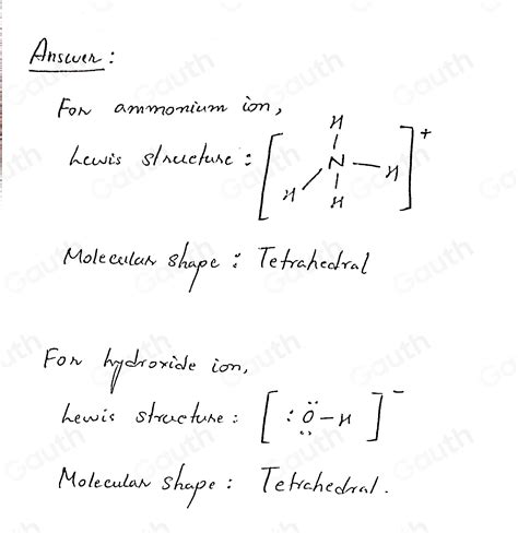 Solved: 3. Draw the Lewis dot structures for the ammonium ion and the ...