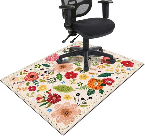 Office Chair Mat for Hardwood & Tile Floor,Boho Floral 36"x48" Computer ...