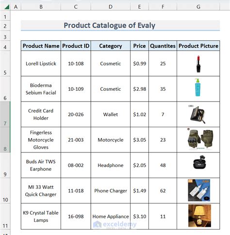 How to Create a Catalogue in Excel (with Easy Steps) - ExcelDemy