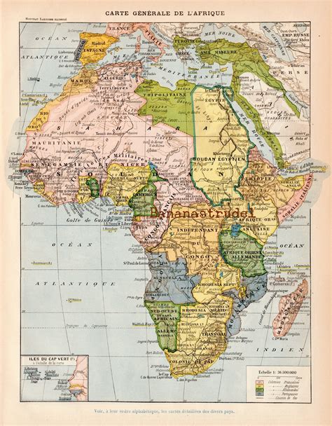 Antique map of africa with illustrations on reverse showing african life and culture ca 1900 ...