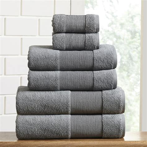 Amrapur Overseas 6-Piece Charcoal Cotton Quick Dry Bath Towel Set (AC ...