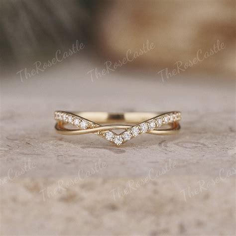 Unique Round Moissanite Wedding Band Solid Gold Rings Vintage ...
