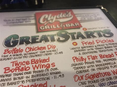 Menu at Clyde’s Grill and Bar, Walpole, 642 Providence Hwy