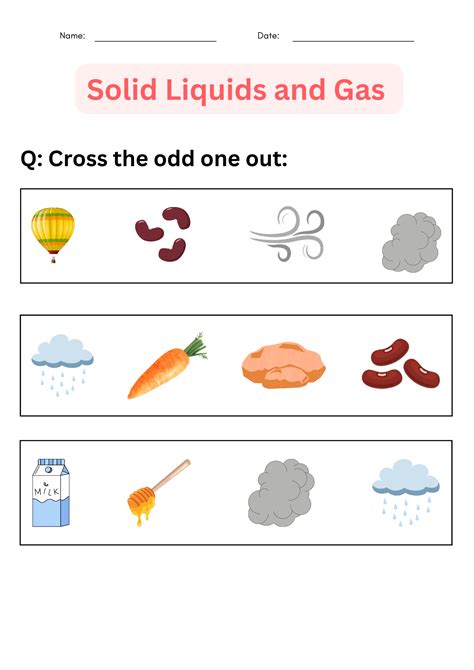 printable Solid Liquids and Gas worksheets for grade 1, 2, 3 | Made By Teachers