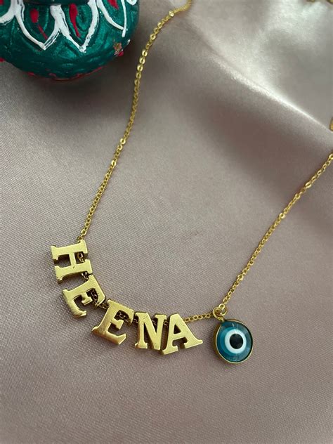 Big Evil Eye Name Necklace – Digital Dress Room