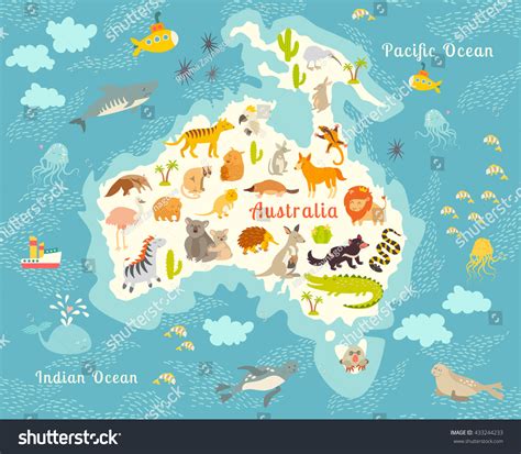 Animals World Map Australia Australian Animals: стоковая иллюстрация, 433244233 | Shutterstock