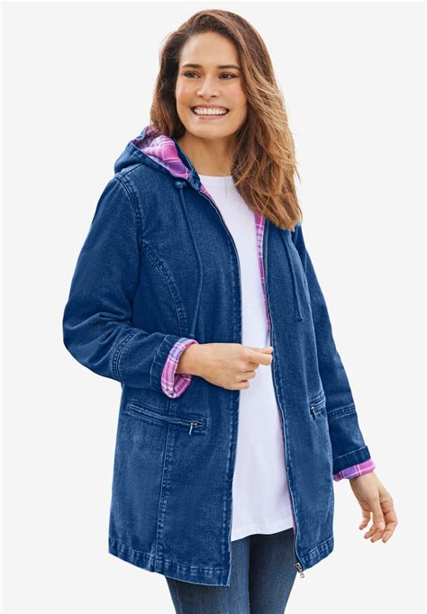Flannel-Lined Denim Jacket | Jessica London