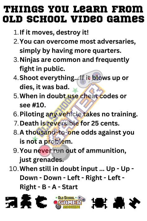 Things You Learn from Playing Video Games Metal Sign - Old School Gamer ...