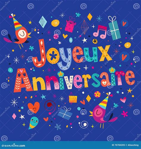 Joyeux Anniversaire Happy Birthday in French Card Stock Vector ...