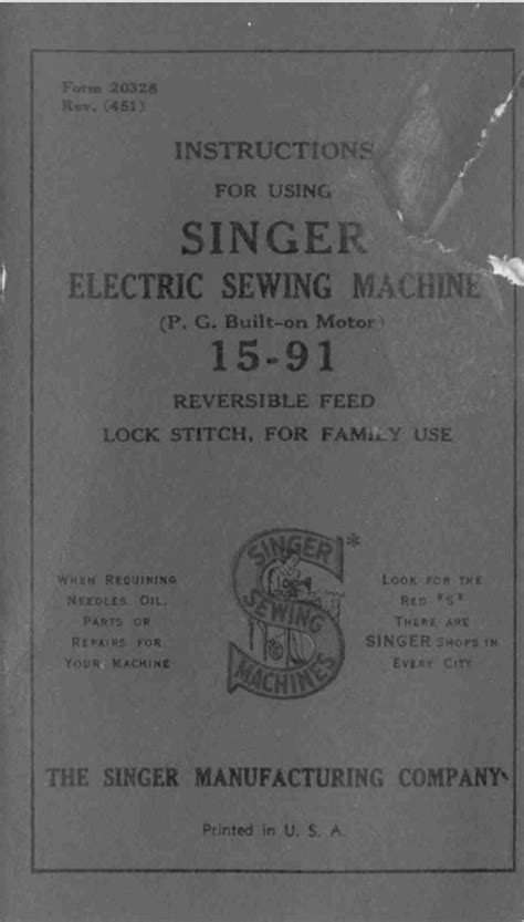 Image result for Singer Sewing Machine Model 15 Manual