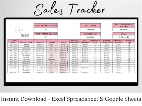 Sales Tracker Excel, Sales Goal Tracker, Sales Dashboard, Sales Tracker ...