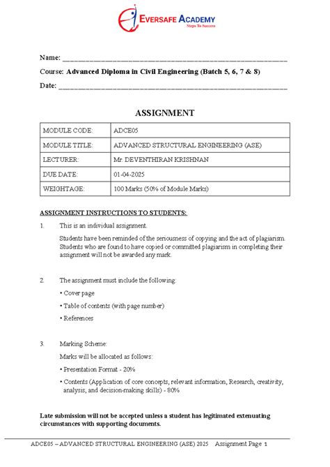 ADCE - Assignment on Advanced Structural Engineering Techniques - Studocu