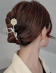 EPARTY- 1pcs Golden Large Metal Rhinestone Floral Hair Clutcher hair ...