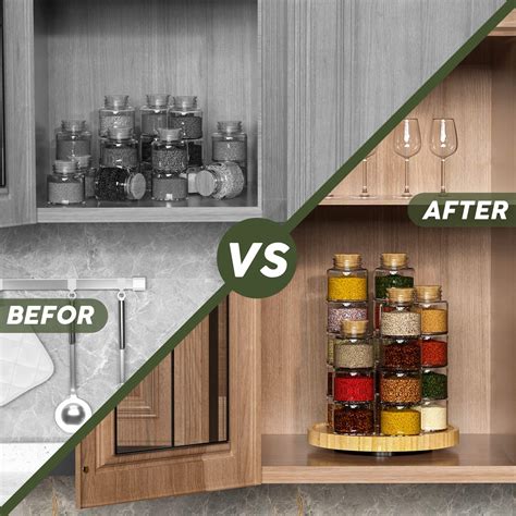 Buy Lazy Susan Organizer, 9 Inch Non-Skid Bamboo Lazy Susan for Table ...