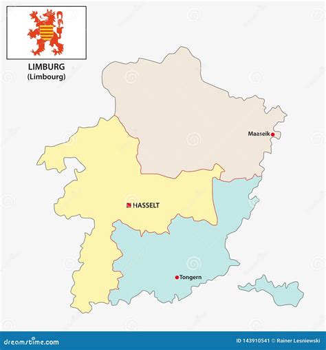 Administrative and Political Vector Map of the Belgian Province Limburg with Flag Stock Vector ...