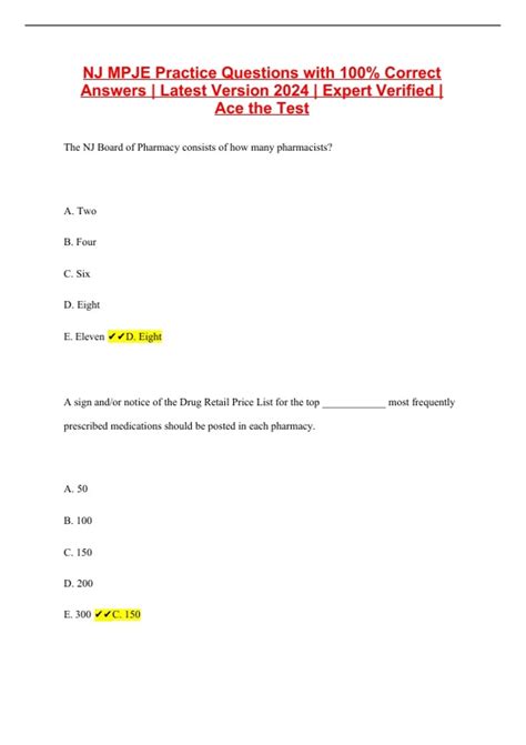 NJ MPJE Practice Questions with 100% Correct Answers | Latest Version ...
