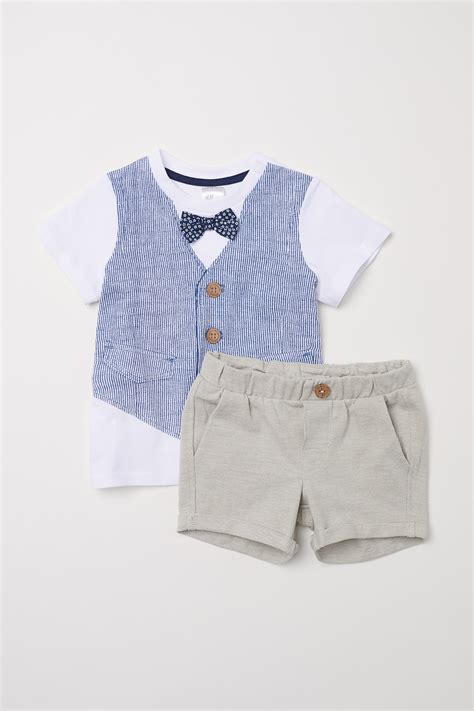 T-shirt and shorts - White/Waistcoat - Kids | H&M IN